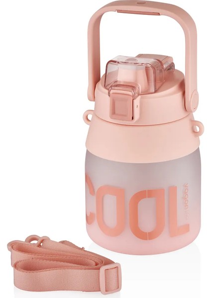 1000ML Tek Kapak Pipetli/pipetsiz Kullanım Taşıma Askılı Motivasyon Su Matarası