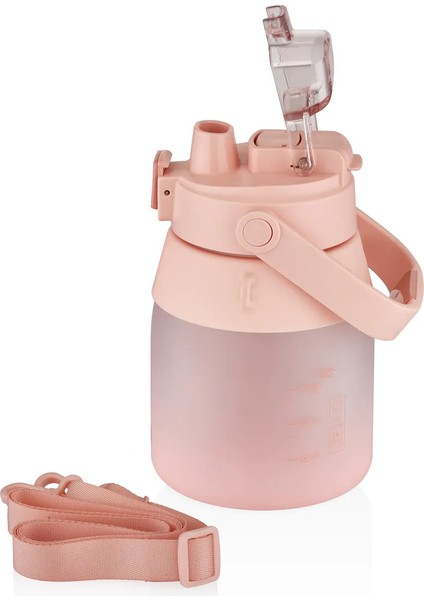 1000ML Tek Kapak Pipetli/pipetsiz Kullanım Taşıma Askılı Motivasyon Su Matarası modelleri