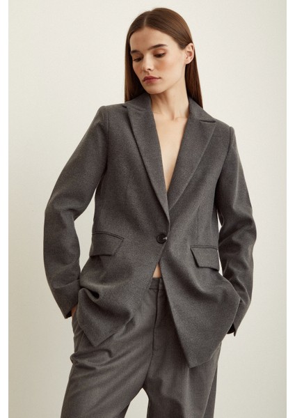 Slim Fit Blazer Ceket Gri