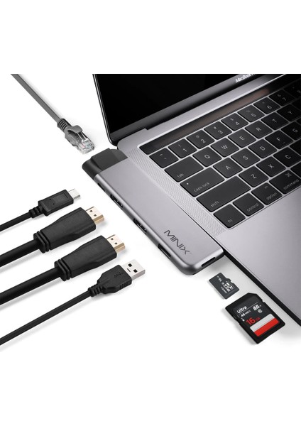 Mınıx Usb-C Dual-Head Multiport Adapter 2 x Hdmı Silver Mınıx Neo-C-Dhsı