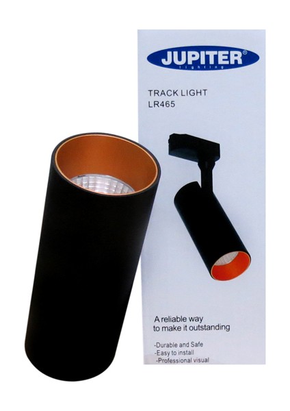 Jüpiter Siyah ve Altın Monofaze Soketli LED Ray Spot 3000K 860