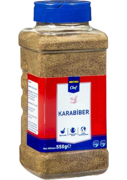 Metro Chef Karabiber 550 gr Mutfak Şef Pasta Tatlı Tuzlu Baharat