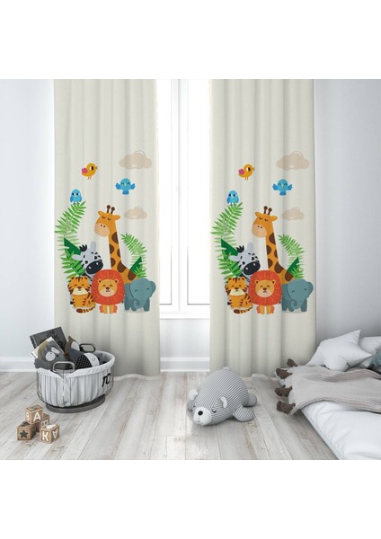 135X270CM Çocuk Odası Dijital Baskılı Fon Perde
