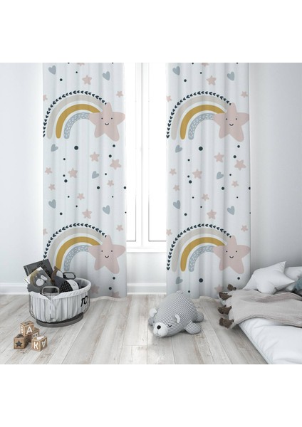 135X270CM Çocuk Odası Dijital Baskılı Fon Perde