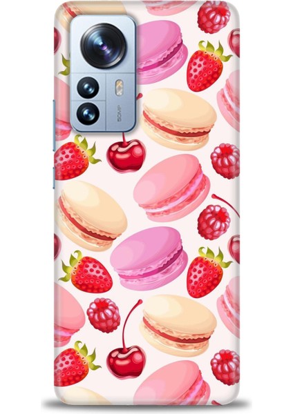 Xiaomi Mi 12 Pro Kılıf Hd Baskılı Kılıf - Makaron ve Çilekler