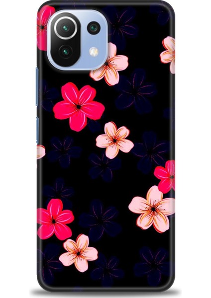 Xiaomi Mi 11 Lite Kılıf Hd Baskılı Kılıf - Pembe Mavi Çiçekler