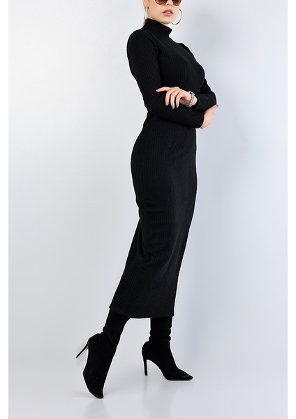 Triko Balıkçı Yaka Fitilli Elbise