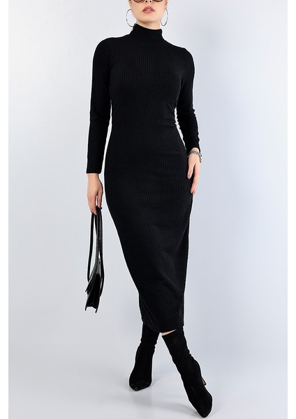 Triko Balıkçı Yaka Fitilli Elbise modelleri