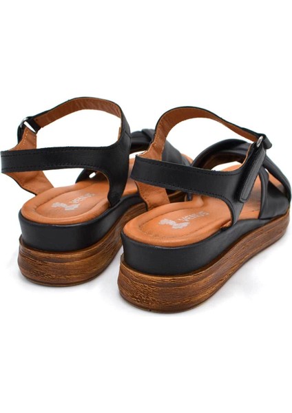 Kadın Comfort Deri Sandalet Siyah 2216403Y modelleri