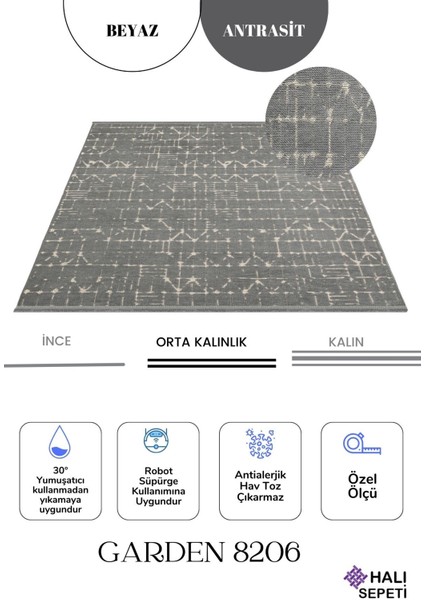 Garden 8206 Antrasit Yıkanabilir Kesme Yolluk Koridor Halısı Kaymaz Çocuk Odası Halı Kilim fiyatları