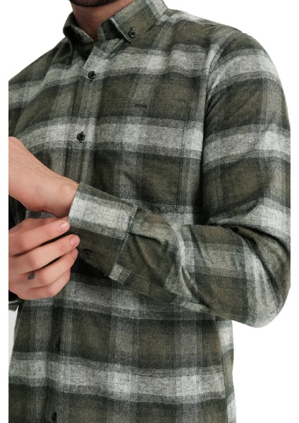 Erkek Koyu Yeşil Kışlık Cepli Klasik Kesim Gömlek fiyatları