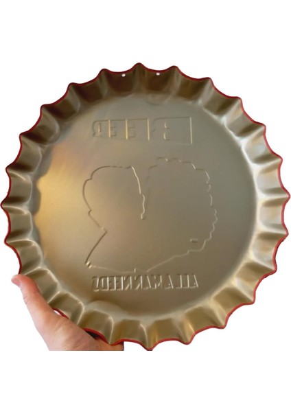 Cajuart Retro 35 cm Kapak Şeklinde Beer Bira Tema Metal Tablo Dekor