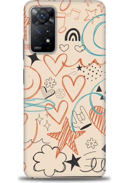 Xiaomi Redmi Note 11 Pro Kılıf Hd Baskılı Kılıf - Notalar Turuncu