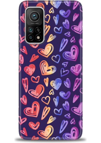 Xiaomi Mi 10T Pro Kılıf Hd Baskılı Kılıf - Renkli Kalpler