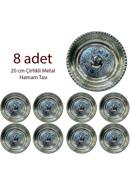 8 Adet 20 cm Çirtikli Metal Hamam Tası