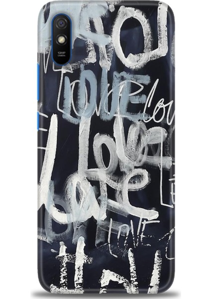 Xiaomi Redmi 9A Kılıf Hd Baskılı Kılıf - Gri Love
