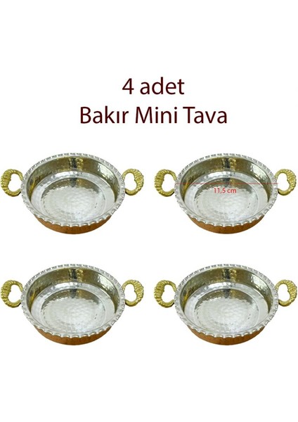 Mini Bakır Tava 4’lü Set