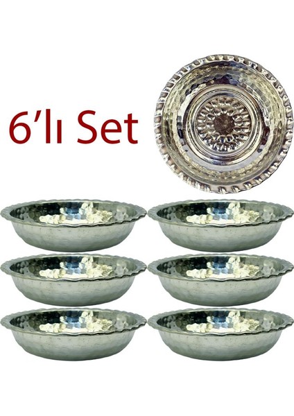 Kalaylı Çirtikli Bakır Çerezlik 6’lı Set