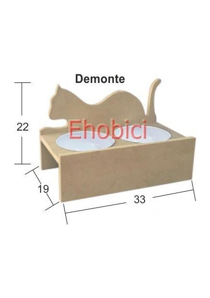 Ahşap Kedi Mama Kabı Km-04 Demonte