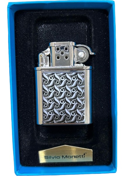 Gümüş Siyah Işlemeli Gazlı Metal Çakmak 109463 modelleri