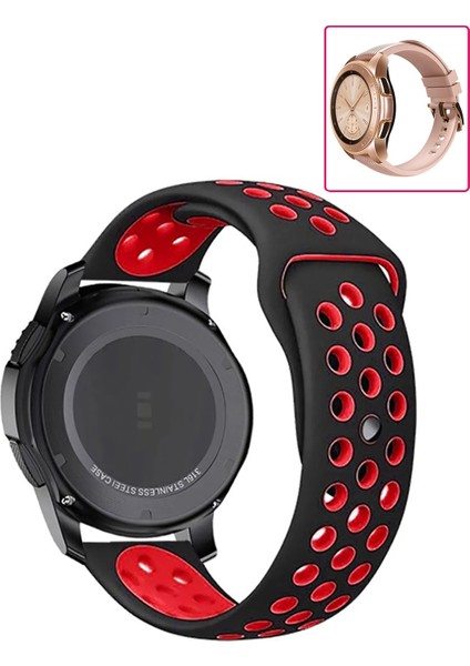 Samsung Galaxy Watch 42MM Akıllı Saat Uyumlu Kordon Yumuşak Dokulu Delikli Desenli Silikon Kayış