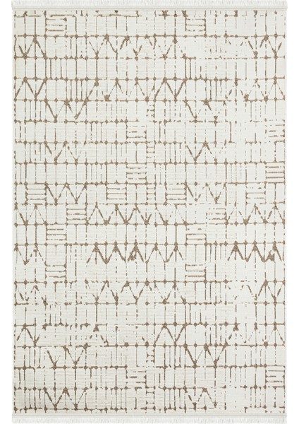 Garden 8204 Beyaz Yıkanabilir Kesme Yolluk Koridor Halısı Kaymaz Çocuk Odası Halı Kilim