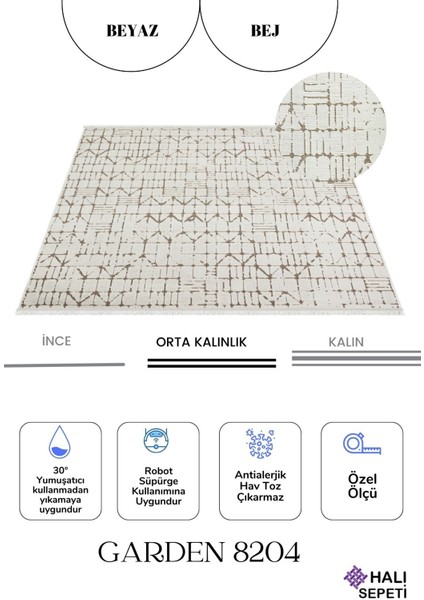 Garden 8204 Beyaz Yıkanabilir Kesme Yolluk Koridor Halısı Kaymaz Çocuk Odası Halı Kilim fiyatları