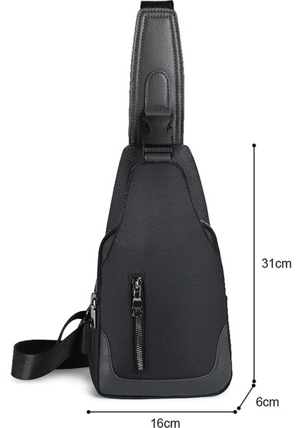 USB Şarj Bağlantı Noktalı Sling Sırt Çantası, Kadın ve Erkek Için, Yürüyüş, Siyah (Yurt Dışından) fırsatları