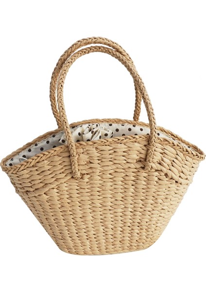 Kadın Hasır Dokuma Omuz Çantası Saman Büyük Kapasiteli Taşınabilir Nokta A (Yurt Dışından)