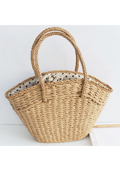 Kadın Hasır Dokuma Omuz Çantası Saman Büyük Kapasiteli Taşınabilir Nokta A (Yurt Dışından) fırsatları