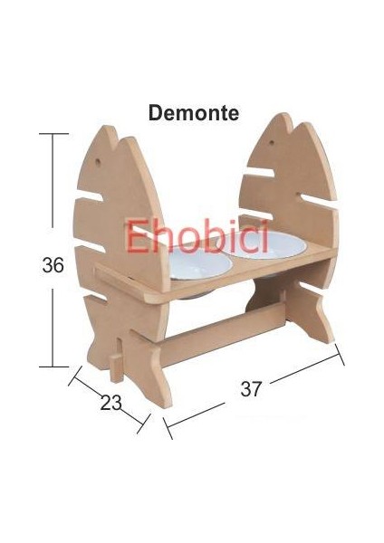 Ahşap Kedi Mama Kabı Km-03 Demonte