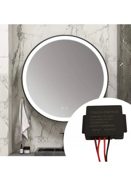 12V 3A Dokunmatik (Touch) Ayna Arkası Sensörü Siyah Banyo Aynası Sensörü Mobilya Sensörü LED Işık