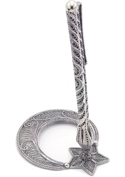 Ayyıldız 925 Ayar Oksitli Telkari Masaüstü Kalemlik 201022783
