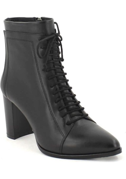 Kadın Bağcıklı Sivri Burun Topuklu Deri Bot Siyah 2128234K fiyatları