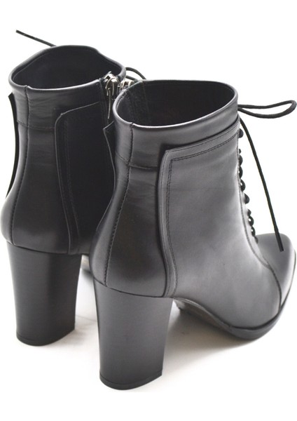 Kadın Bağcıklı Sivri Burun Topuklu Deri Bot Siyah 2128234K fırsatları