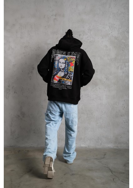 Monalisa Baskılı Sweatshirt Siyah modelleri