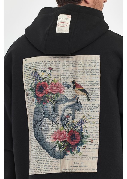 Heart Desenli Sweatshirt Siyah