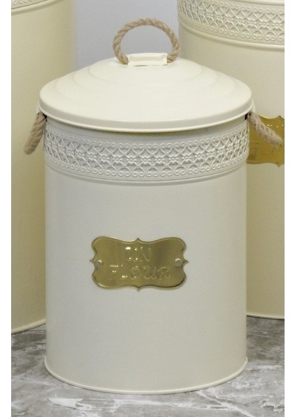 Metal 5 Litre Un Bakliyat Kovası Krem