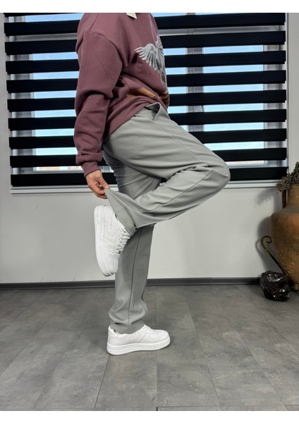 Lastikli Baggy Cizgili Pantolon Gri modelleri