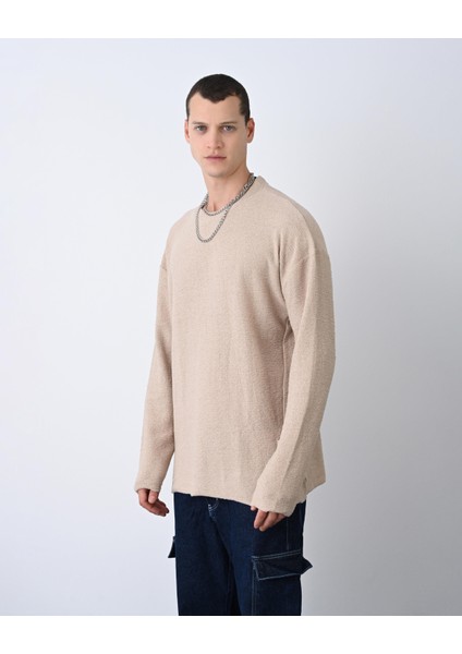 Örgü Desenli Sweat Bej modelleri