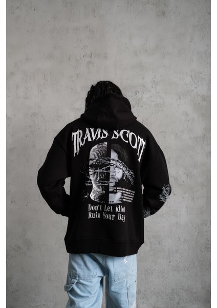 Travis Baskılı Sweatshirt Siyah