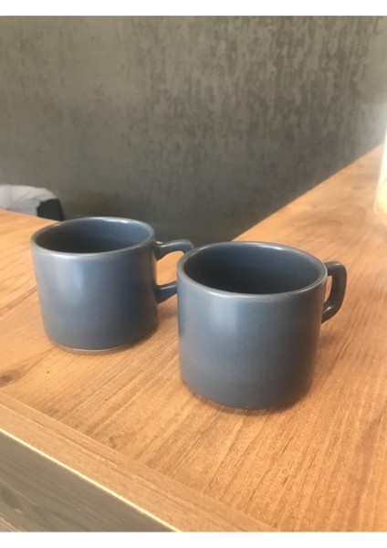 8 cm Stackable Çay Fincanı Mat Mavi 2 Li