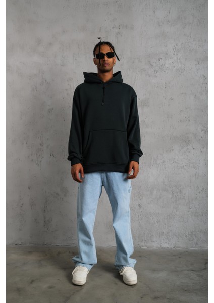 Oversize Kapüşonlu Sweatshirt Siyah