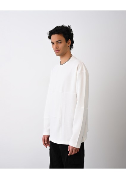 Desenli Basic Sweat Beyaz