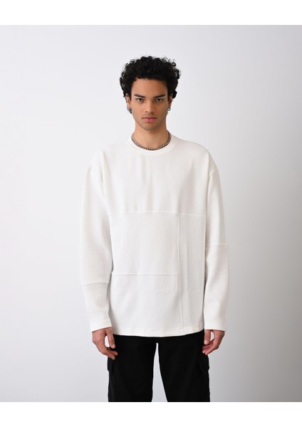 Desenli Basic Sweat Beyaz