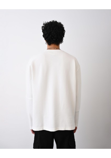 Desenli Basic Sweat Beyaz