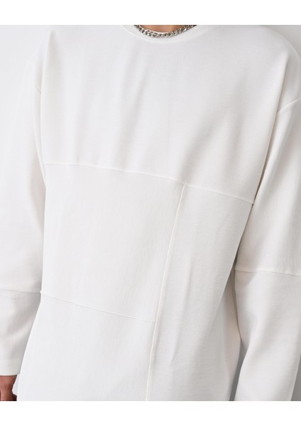 Desenli Basic Sweat Beyaz