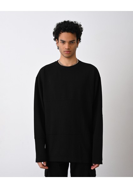 Desenli Basic Sweat Siyah