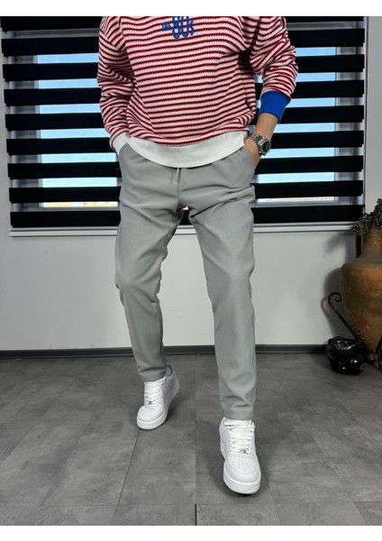 Lastikli Fit Baggy Pantolon Gri