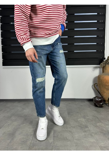 Mavi Yırtık Boyfriend Jean modelleri